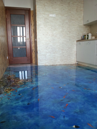 Декоративный наливной пол на кухне