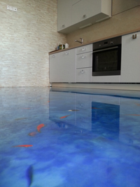 Декоративный наливной пол на кухне